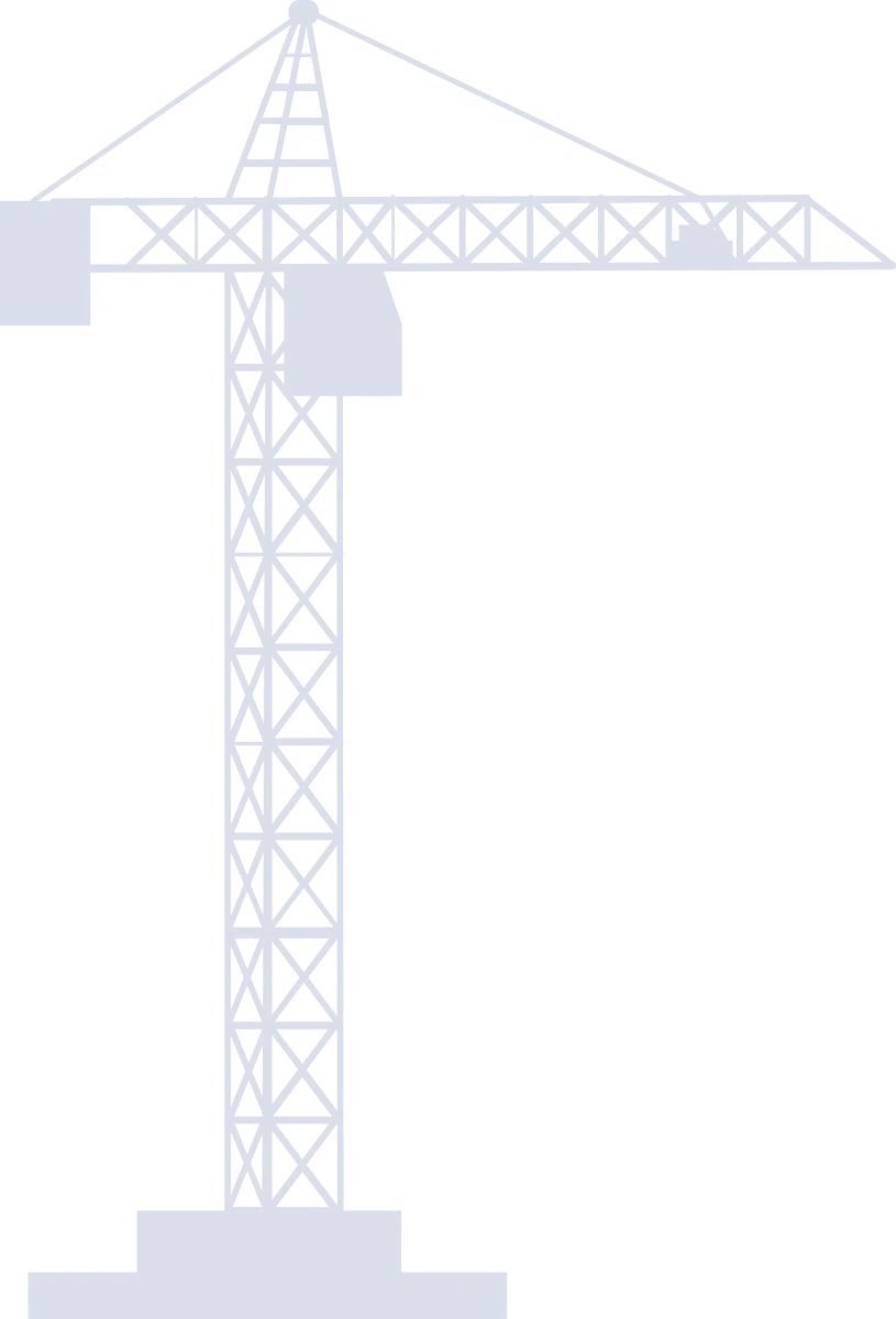 Sylwetka dźwigu wieżowego na czarnym tle – prace w etapie stanu surowego otwartego